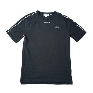 Lacoste Sport T-Shirt Mens Small Black Excellent‎ Piping Logo Short Sleeve Tee
